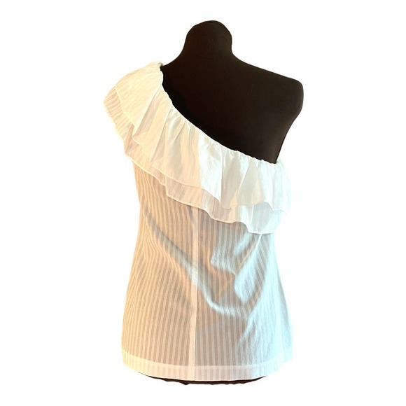 Trina Turk one shoulder white ruffle top blouse size small - Picture 3 of 9